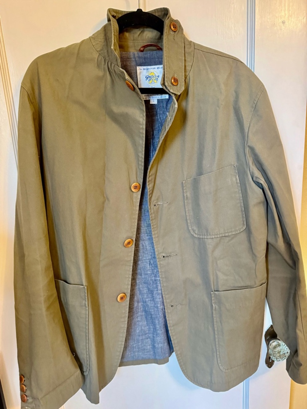 Golden Bear Olive Green Casual Coat Jacket Fine Outerwear Union Made Mens Large